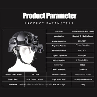 120x80x59mm Militärhelm Nachtsichtbrille Wifi IR 1080p Hd