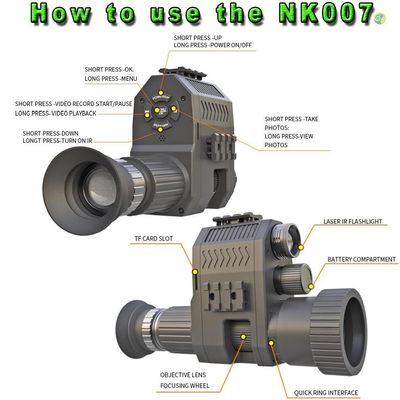 1080p Jagd Nachtsicht Video Kamera Monocular Attachment DVR mit eingebauter 850nm Infrarot Taschenlampe und 1,2 Zoll HD-Bildschirm mit verstellbarem Kreuzgericht